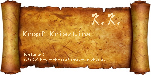 Kropf Krisztina névjegykártya